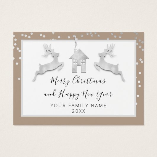 Vrolijk kerstgelukkig Nieuwjaar Wit Ivory Visitekaartje (Voorkant)