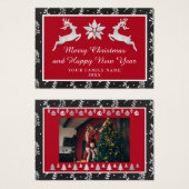 Vrolijk kerstgelukkig nieuwjaar, zwarte zilver visitekaartje (Voorkant /achterkant)