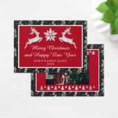 Vrolijk kerstgelukkig nieuwjaar, zwarte zilver visitekaartje (Bureau)