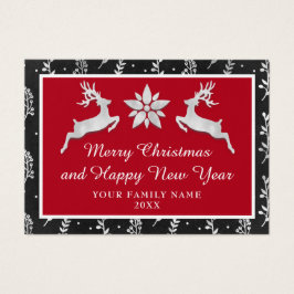 Vrolijk kerstgelukkig nieuwjaar, zwarte zilver visitekaartje