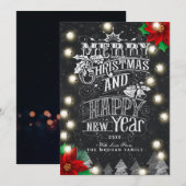 Vrolijk kerstgelukkig nieuwjaars Bokeh String Ligh Feestdagenkaart (Voorkant / Achterkant)