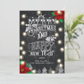 Vrolijk kerstgelukkig nieuwjaars Bokeh String Ligh Feestdagenkaart (Staand voorkant)