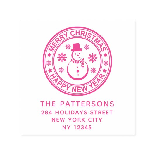 Vrolijk kerstgelukkig nieuwjaars Naam Terugkeeradr Zelfinktende Stempel (Design)