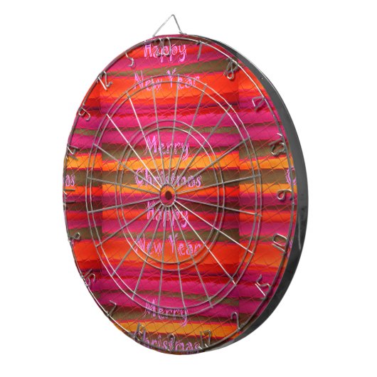 Vrolijk kerstgelukkig nieuwjaarscanvas kleurenontw dartbord (Voorkant Rechts)