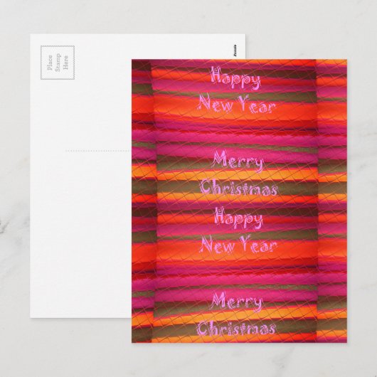 Vrolijk kerstgelukkig nieuwjaarscanvas kleurenontw feestdagenkaart (Voorkant / Achterkant)