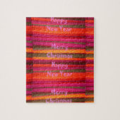 Vrolijk kerstgelukkig nieuwjaarscanvas kleurenontw legpuzzel (Verticaal)