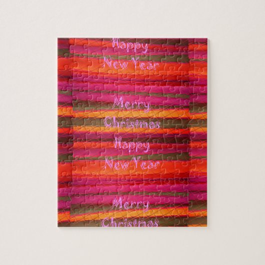 Vrolijk kerstgelukkig nieuwjaarscanvas kleurenontw legpuzzel (Verticaal)