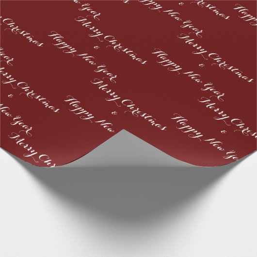 Vrolijk kerstgelukkig nieuwjaarsscript cadeaupapier (Hoek)