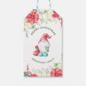 Vrolijk Kerstgenoom Elegante Vakantie Bloemen Cadeaulabel (Voorkant)