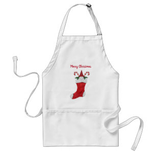 Vrolijk kerstgenoom in de rode snoeprietjes standaard schort