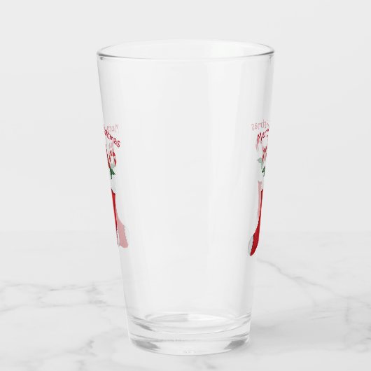 Vrolijk kerstgenoom in Stocking Candy Canes Glas (Links)