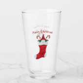 Vrolijk kerstgenoom in Stocking Candy Canes Glas (Voorkant)