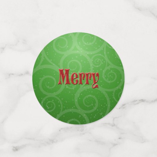 Vrolijk kerstgenoom in Stocking Green Swirls Confetti (Kleine voorkant)