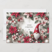 Vrolijk kerstgenoom, Poinsettias en Holly Feestdagenkaart (Voorkant)
