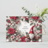 Vrolijk kerstgenoom, Poinsettias en Holly Feestdagenkaart (Staand voorkant)
