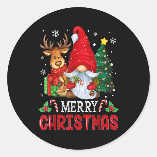 Vrolijk kerstgenoomrendierfamilie komt overeen met ronde sticker (Voorkant)