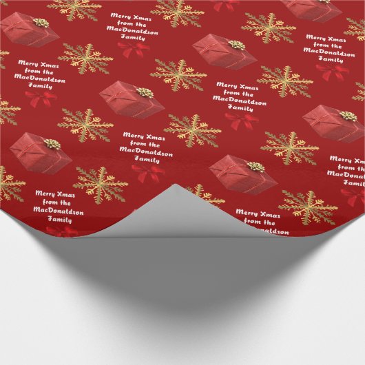 Vrolijk kerstgepersonaliseerd cadeaupapier (Hoek)