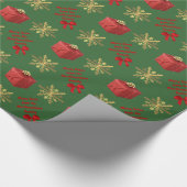 Vrolijk kerstgepersonaliseerd cadeaupapier (Hoek)