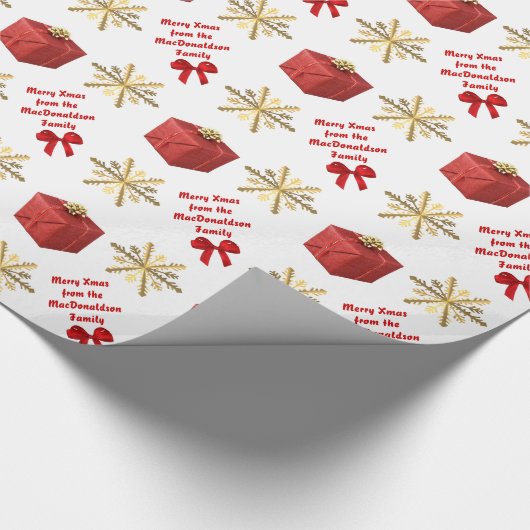Vrolijk kerstgepersonaliseerd cadeaupapier (Hoek)