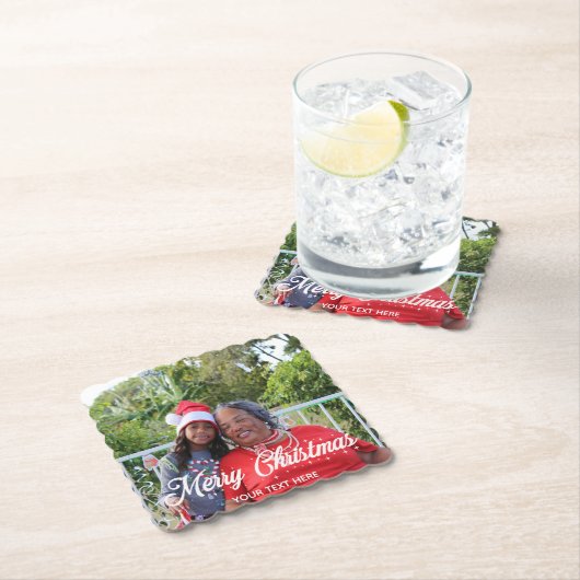 Vrolijk kerstgepersonaliseerd Onderzetter papier (Insitu)