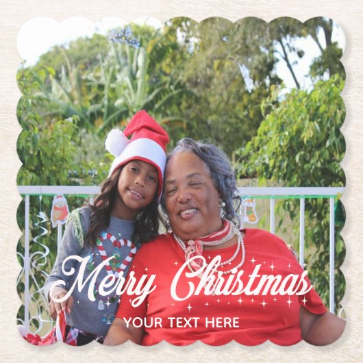 Vrolijk kerstgepersonaliseerd Onderzetter papier (Voorkant)