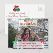 Vrolijk kerstgepersonaliseerde familie Foto Briefk Feestdagenkaart (Voorkant / Achterkant)