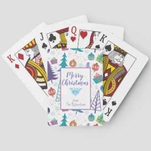 Vrolijk kerstgepersonaliseerde feestdagen wit pokerkaarten