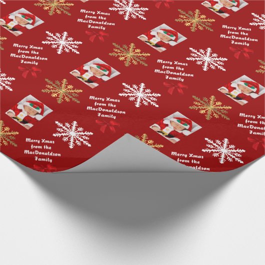 Vrolijk kerstgepersonaliseerde foto cadeaupapier (Hoek)