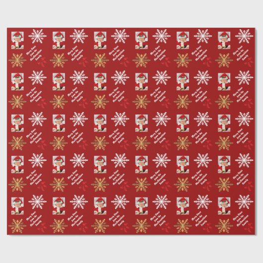 Vrolijk kerstgepersonaliseerde foto cadeaupapier (Vlak)