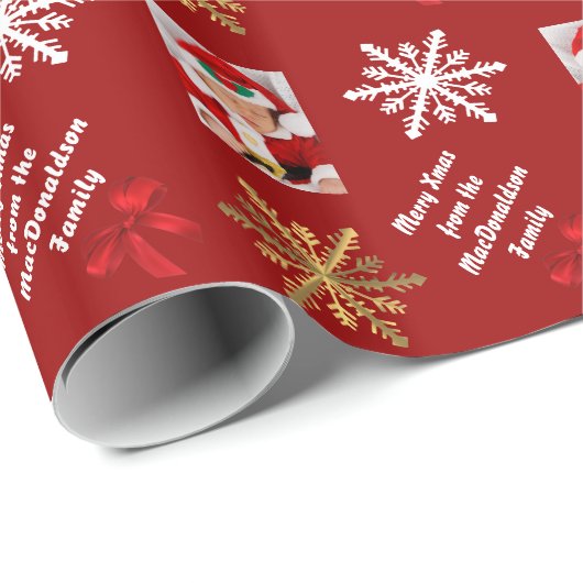 Vrolijk kerstgepersonaliseerde foto cadeaupapier (Rol Hoek)