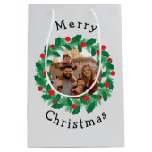 Vrolijk kerstgepersonaliseerde foto medium cadeauzakje (Voorkant)