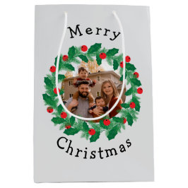 Vrolijk kerstgepersonaliseerde foto medium cadeauzakje