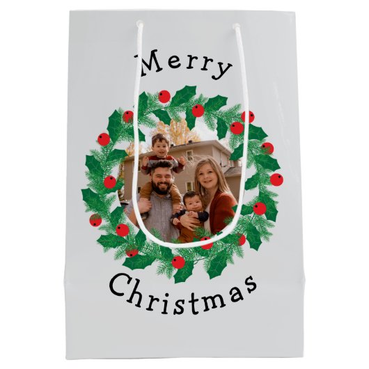 Vrolijk kerstgepersonaliseerde foto medium cadeauzakje (Achterkant)