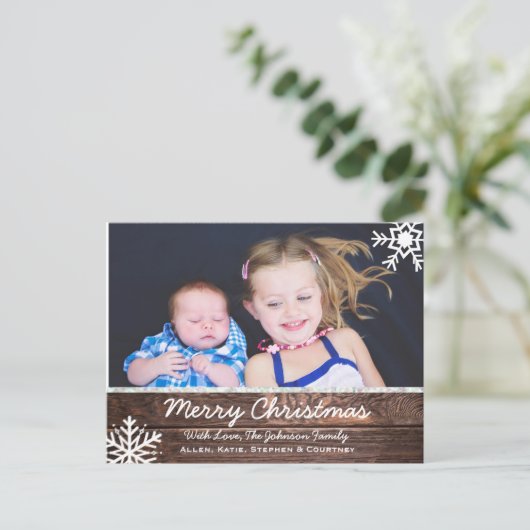 Vrolijk kerstgerechten en snowflakes briefkaart (Staand voorkant)