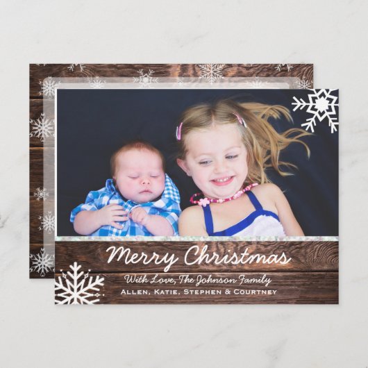 Vrolijk kerstgerechten en snowflakes briefkaart (Voorkant / Achterkant)