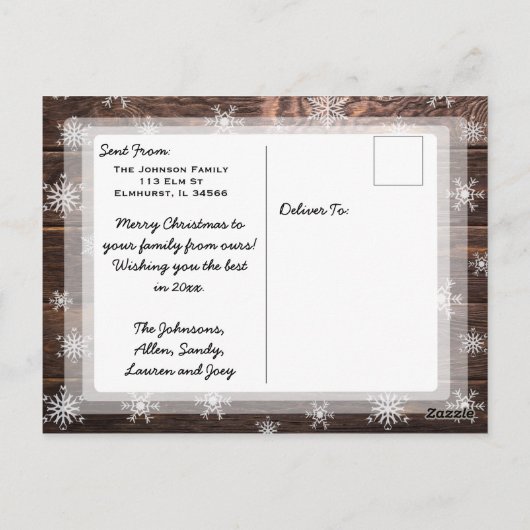 Vrolijk kerstgerechten en snowflakes briefkaart (Achterkant)