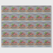 Vrolijk kerstgerei met hout en rode rommel cadeaupapier (Vlak)