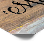 Vrolijk kerstgerei met hout en rode rommel poster (Hoek)