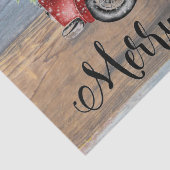 Vrolijk kerstgerei met hout en rode rommel tissuepapier (Detail)