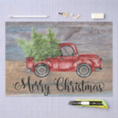 Vrolijk kerstgerei met hout en rode rommel tissuepapier (Craft)