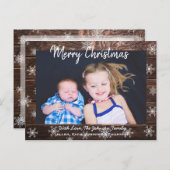 Vrolijk kerstgerei met hout en snowflakes briefkaart (Voorkant / Achterkant)