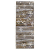 Vrolijk kerstgerei Rustic Wood en Snowflakes Rusti Wijn Cadeautas (Achterkant)