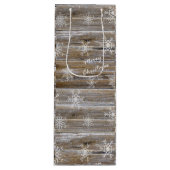 Vrolijk kerstgerei Rustic Wood en Snowflakes Rusti Wijn Cadeautas (Voorkant)
