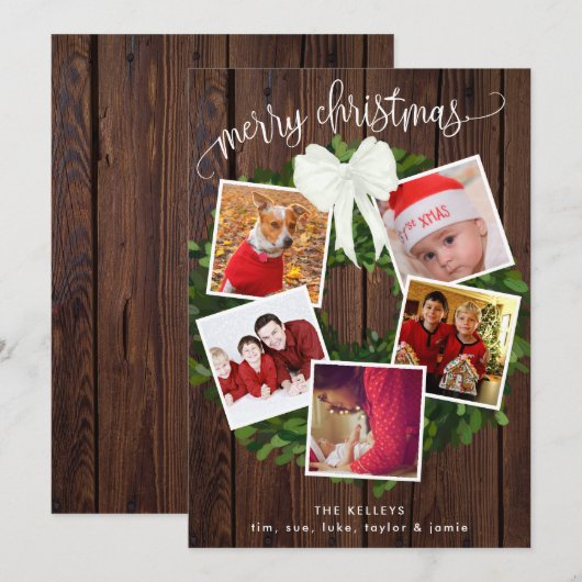 Vrolijk kerstgeschreeuw 5 Foto gepersonaliseerd Feestdagenkaart (Voorkant / Achterkant)