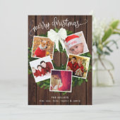 Vrolijk kerstgeschreeuw 5 Foto gepersonaliseerd Feestdagenkaart (Staand voorkant)