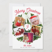 Vrolijk kerstgeschreeuw 5 Foto gepersonaliseerd, r Feestdagenkaart (Voorkant)