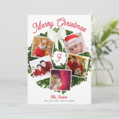 Vrolijk kerstgeschreeuw 5 Foto gepersonaliseerd, r Feestdagenkaart (Staand voorkant)