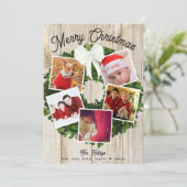 Vrolijk kerstgeschreeuw 5 Foto gepersonaliseerde f Feestdagenkaart (Staand voorkant)