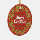 Vrolijk kerstgeschreeuw en Chevron Retro Keramisch Ornament (Rechts)