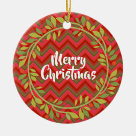 Vrolijk kerstgeschreeuw en Chevron Retro Keramisch Ornament